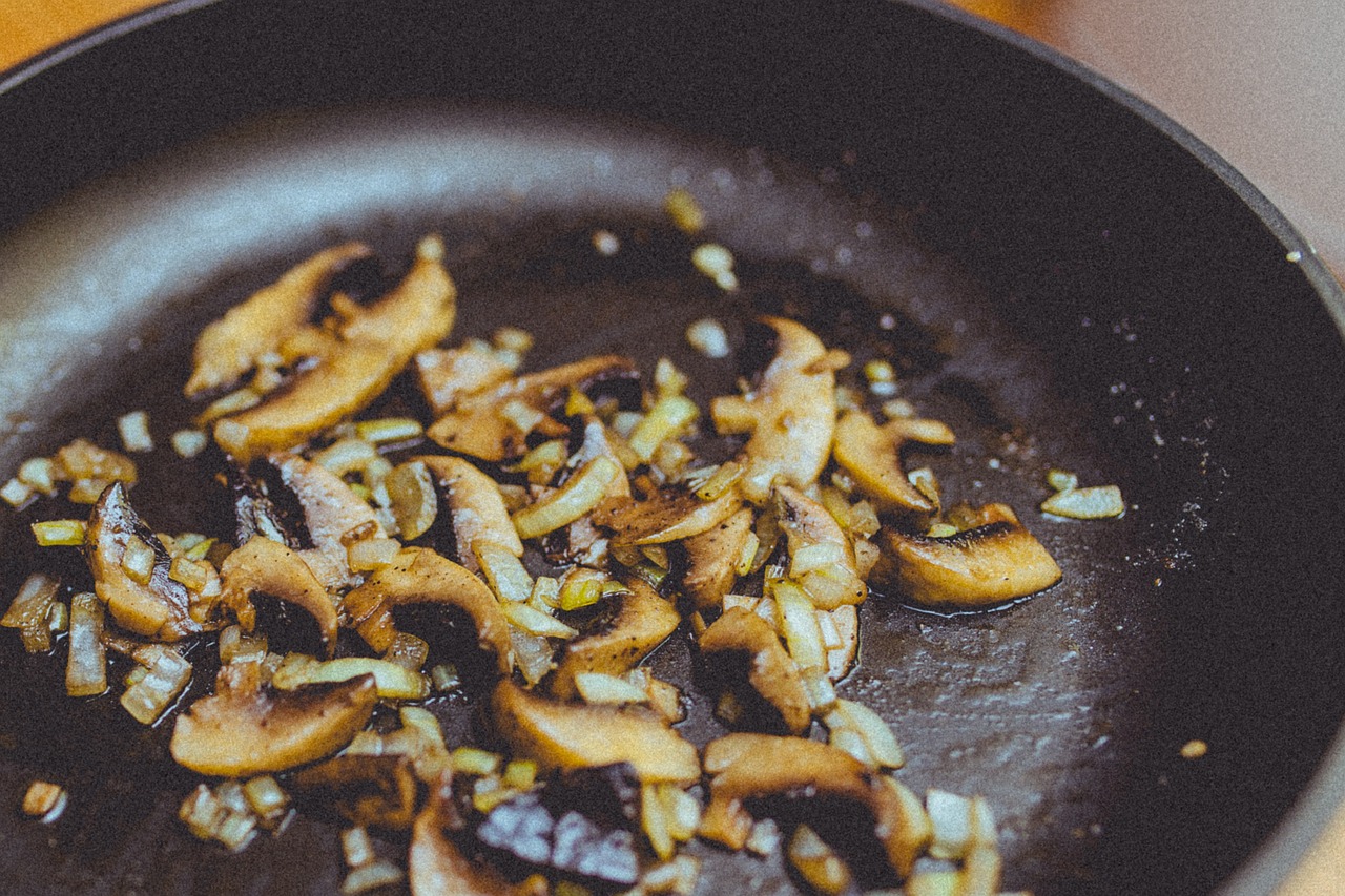 Cooking Mushrooms in a Cast Iron Skillet