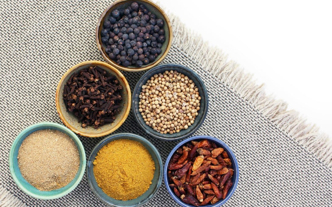 Spice Mixes Overhead in Condiment Cups